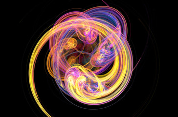 Blue yellow pink fractal background. Fantasy fractal texture. Digital art. 3D rendering. Computer generated image.