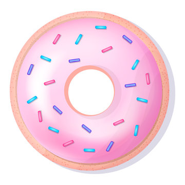 Big pink donut on a white background
