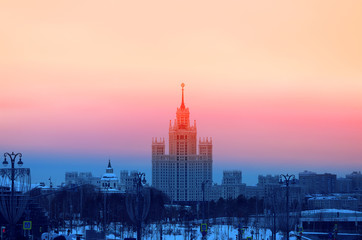 Fototapeta na wymiar Beautiful photos of buildings in city of Moscow