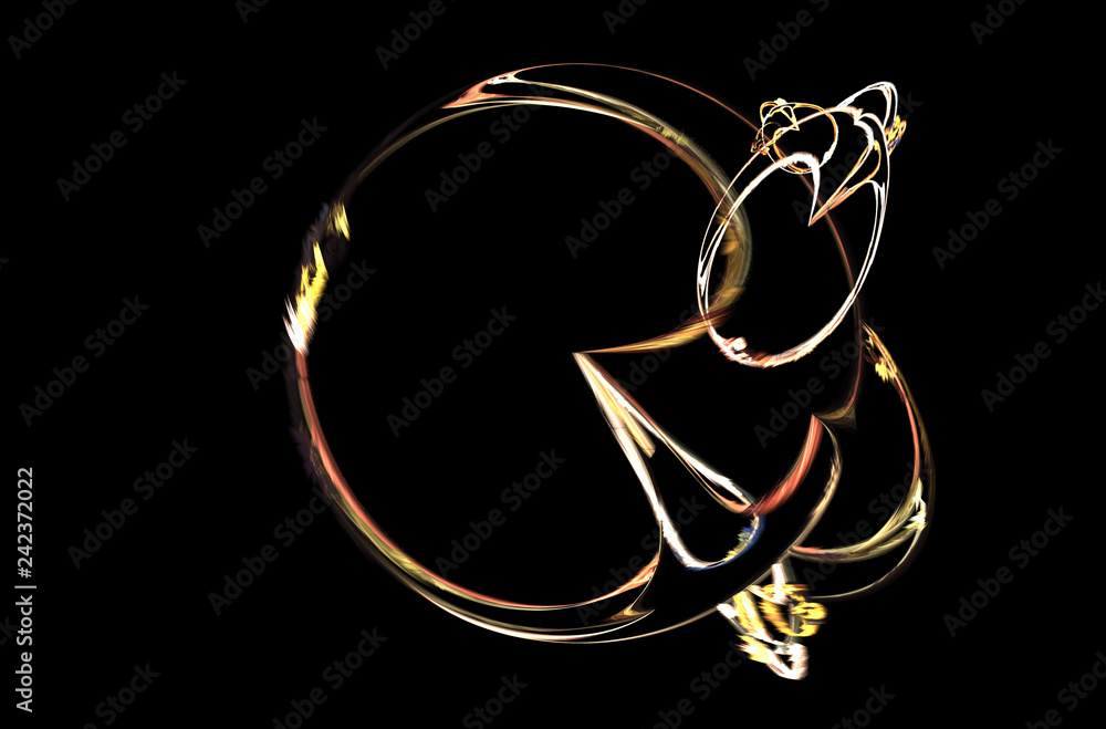 Poster golden glowing fractal background. fantasy fractal texture. digital art. 3d rendering. computer gene