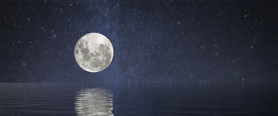 Photo sur Aluminium Pleine lune Pleine lune en mer