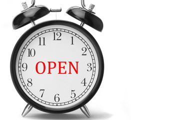 OPEN sign in red and white, on shop door