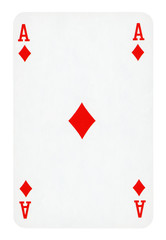 Ace of Diamonds playing card isolated on white (clipping path included)