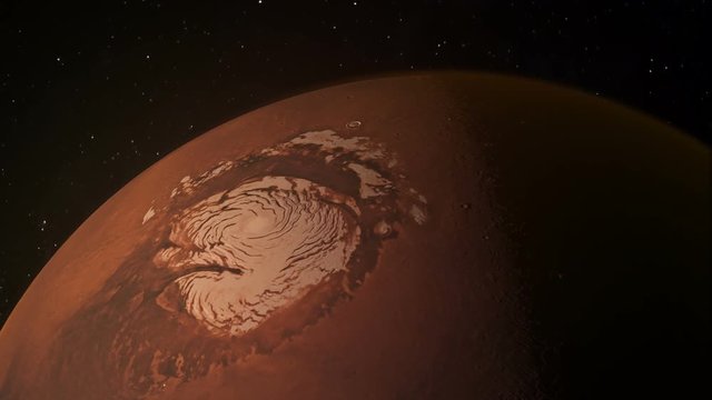 Planet Mars Ice Cap View from Space