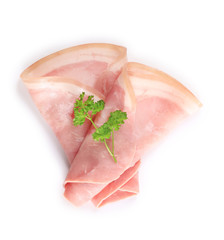 tranche de jambon sur fond blanc