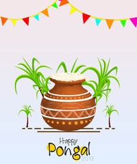 illustration of Happy Pongal Holiday Harvest Festival of Tamil Nadu South India greeting background