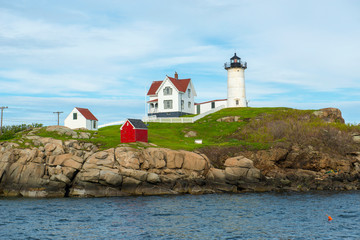 Fototapeta na wymiar Cape Neddick Lighthouse (Nubble Lighthouse) at Old York Village, Maine, USA.