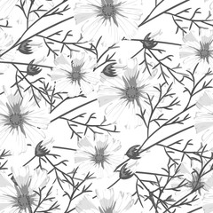 Monochrome flower seamless pattern surface vector design