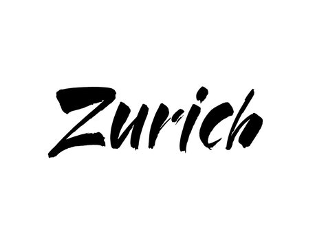 Zurich. Ink hand lettering. Modern brush calligraphy. Handwritten phrase. Inspiration graphic design typography element.