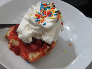 whipped cream cheescake with sprinkles