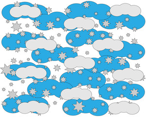white blue clouds in the stars children background