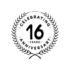 16 years design template. 16th vector and illustration 