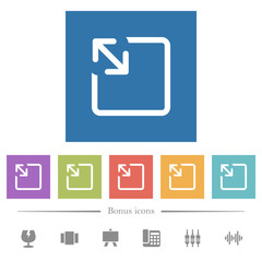 Resize object flat white icons in square backgrounds