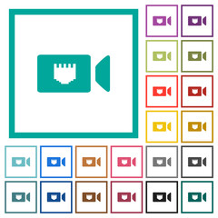 IP camera flat color icons with quadrant frames