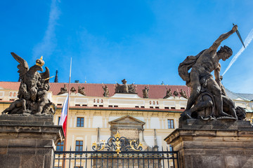 Statues at the entrance of the 9th century Prague Castle