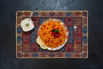 Turkish bulgur pilaf with chickpeas and tomatoes
