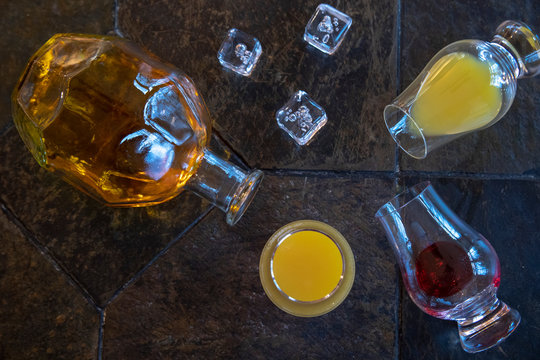 Deconstructed Tequila Sunrise On Slate Table