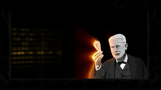 Thomas Edison is Amazed at His Invention
