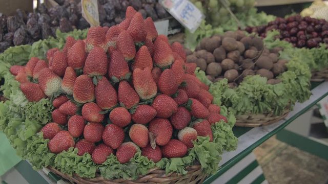 Strawberry in a basket in the municipal market of São Paulo