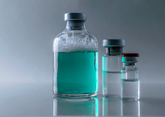 Medicine in vials, ready for vaccine injection