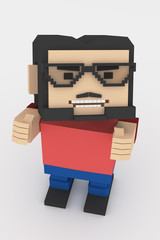 Man with thumb up high resolution 3d rendering