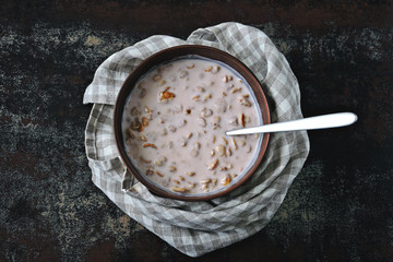 Healthy breakfast bowl with yogurt and granola.