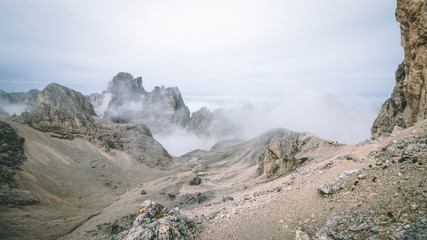 The beautiful cliffs of the Dolomites in Italy - Passo Principe, Passo Antermoia, Dolomiti