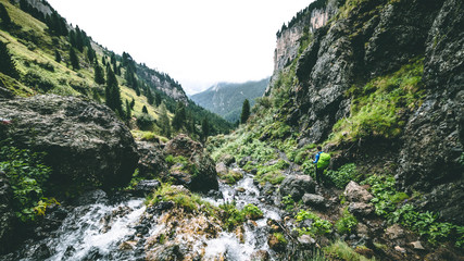 Obraz premium The beautiful cliffs of the Dolomites in Italy - Passo Principe, Passo Antermoia, Dolomiti