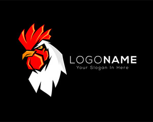 Modern chicken , rooster in black background template logo design inspiration © ShiipArts