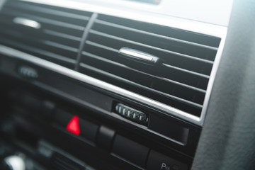 Car air conditioning system and the air flow inside the car. Detail interior of car