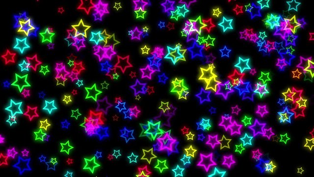 Seamless HD animated background featuring glowing neon stars moving horizontally