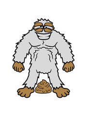 kacke haufen häufchen gestank scheiße kot yeti monster comic cartoon affe groß fabeltier schnee weiß menschenaffe lustig riese berge winter bigfoot clipart design