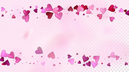 Falling Hearts Vector Confetti. Valentines Day Wedding Pattern. Elegant Gift, Birthday Card, Poster Background Valentines Day Decoration with Falling Down Hearts Confetti. Beautiful Pink Sparkles