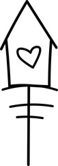 Hand drawn bird house doodle sketch  vector	