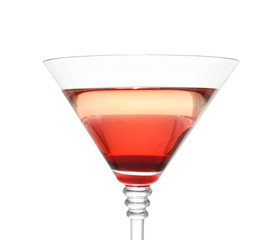 Delicious martini cocktail on white background. Space for text