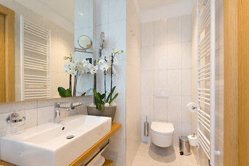 Interior of a modern hotel bathroom