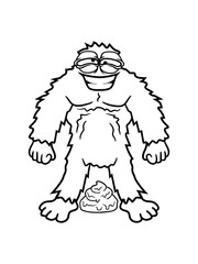 haufen kacke häufchen gestank scheiße kot yeti monster comic cartoon affe groß fabeltier schnee weiß menschenaffe lustig riese berge winter bigfoot clipart design