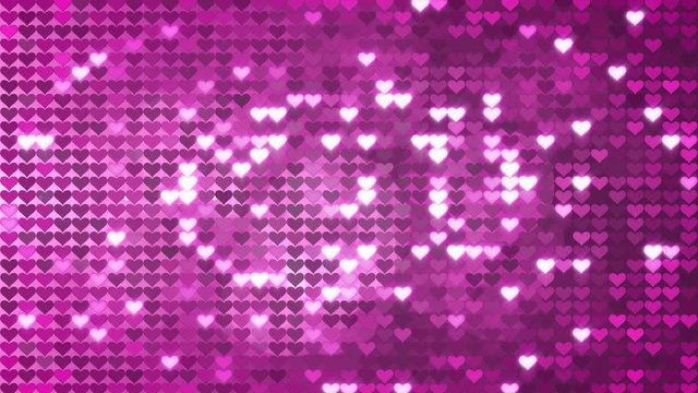 Purple and violet hearts Valentine's Day glitter texture. Seamless loop animation footage.