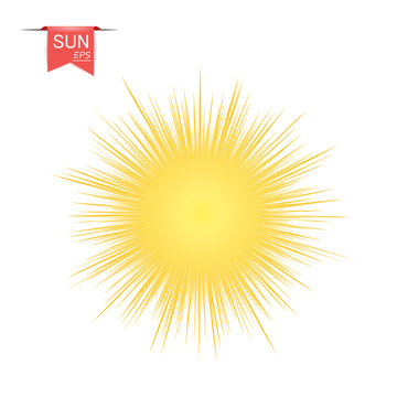 The sun yellow abstract. With sunburst effect, flash, explosion. Vector design element isolated on white background.