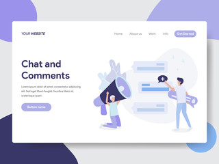 Landing page template of Chat and Comment Concept. Modern flat design concept of web page design for website and mobile website.Vector illustration