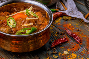 mutton rogan josh indian food in copper