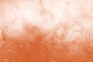 Fototapeta premium Orange ink and watercolor textures on white paper background. Paint leaks and ombre effects. Hand painted abstract image.