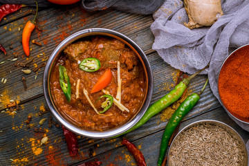 mutton rogan josh indian food in copper