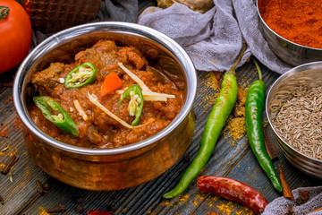 mutton rogan josh indian food in copper