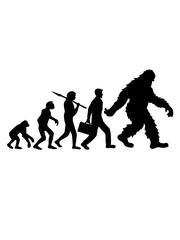 evolution mensch gehender laufender seitlich bigfoot silhouette comic yeti monster cartoon affe groß fabeltier schnee weiß menschenaffe lustig riese berge winter clipart design - obrazy, fototapety, plakaty