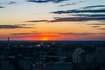 Crimson sunset above Voronezh city