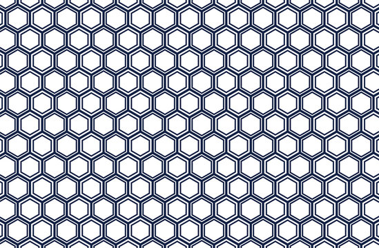 Japanese traditional  hexagonal geometric pattern vector background navy blue