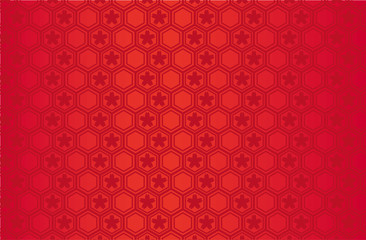 Japanese traditional geometric pattern with Sakura vector background red