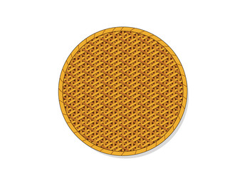 Top view, Isolated Circle rattan tray, vector