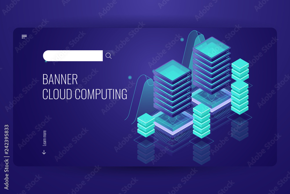 Aufkleber cloud computing technology, remote data storage, server room data center concept, cloud database ser